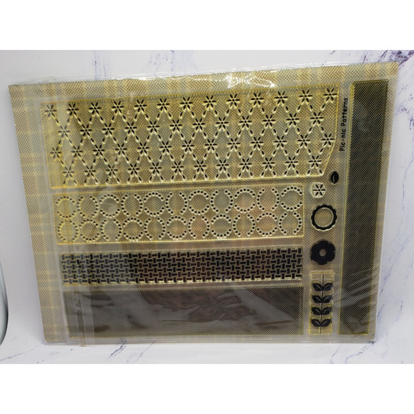 Waltzingmouse Photopolymer Vintage Borders Picnic Pattern Stamp Set - Picture 1 of 4